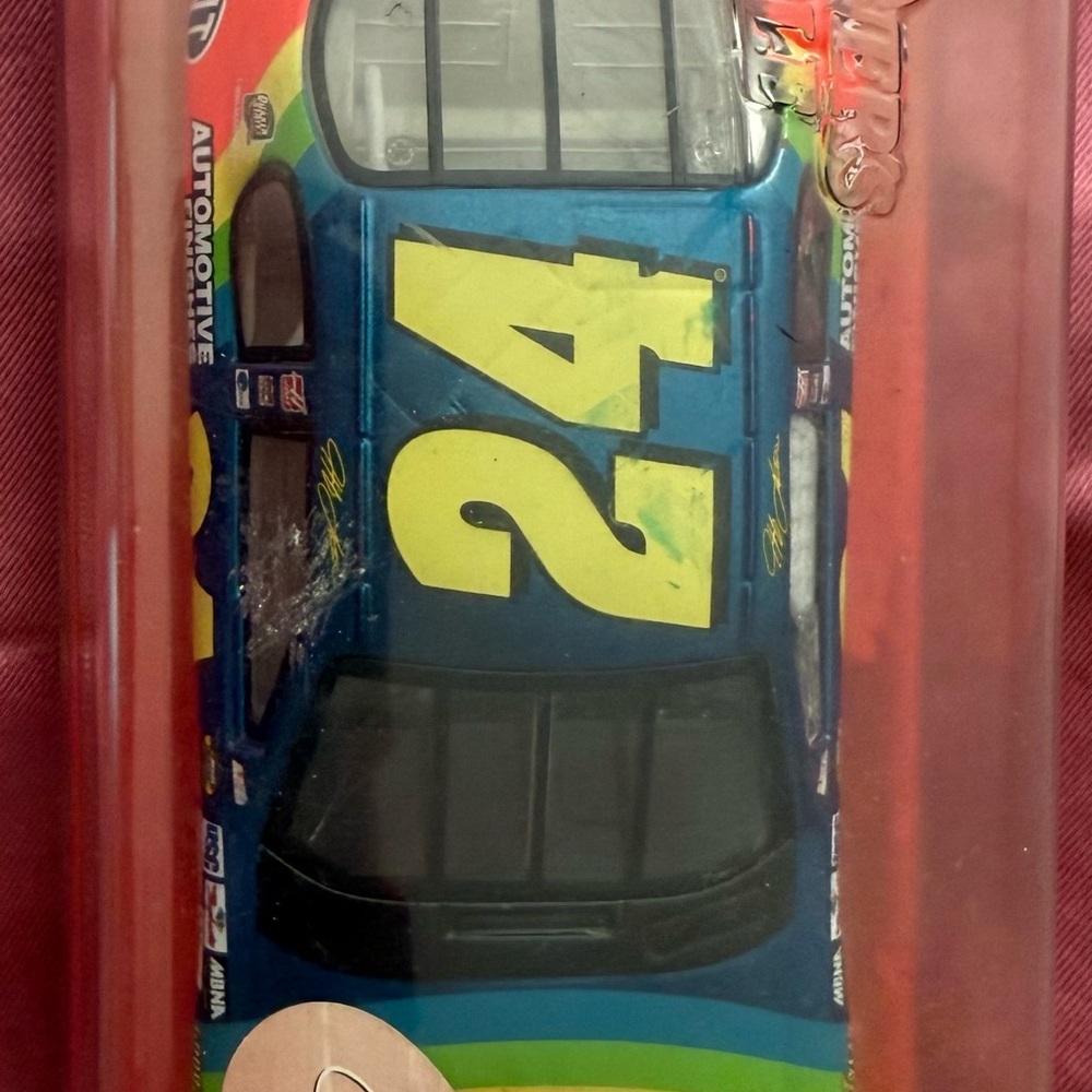 Blue and Yellow Die-Cast Race Car with Number 24